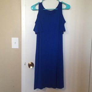Blue cold shoulder dress